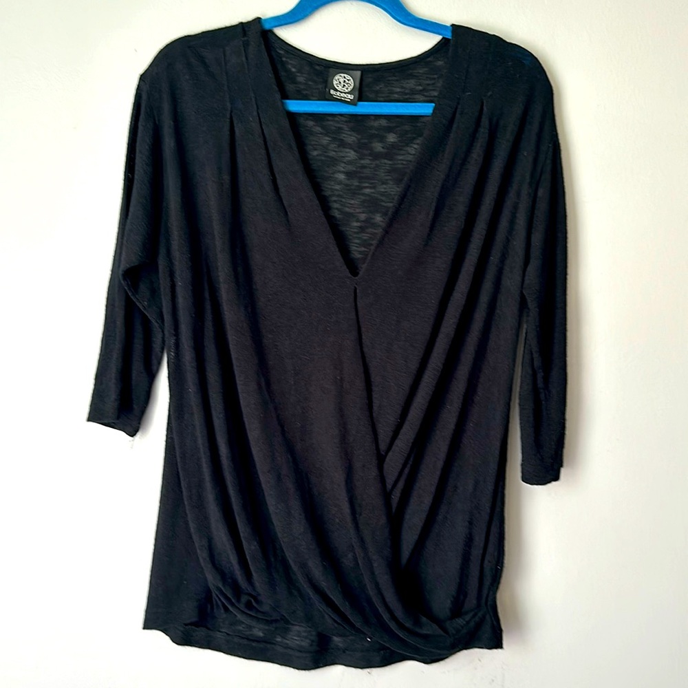 Bobeau Wrap Top Womens size M Black Deep V-Neck size M